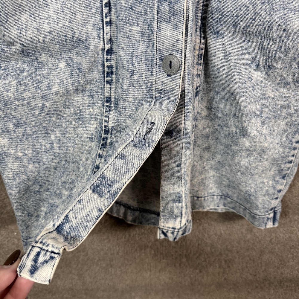 Vtg Oops‎ California Denim Shirt Dress Womens 7/9 Acid Wash Tribal Trim Grunge - Picture 8 of 13